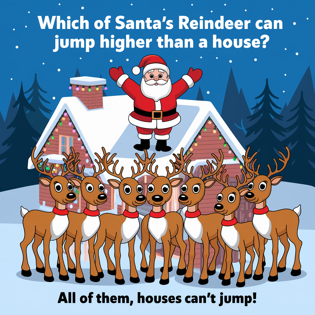 Which of Santa’s reindeer can jump higher than a house?