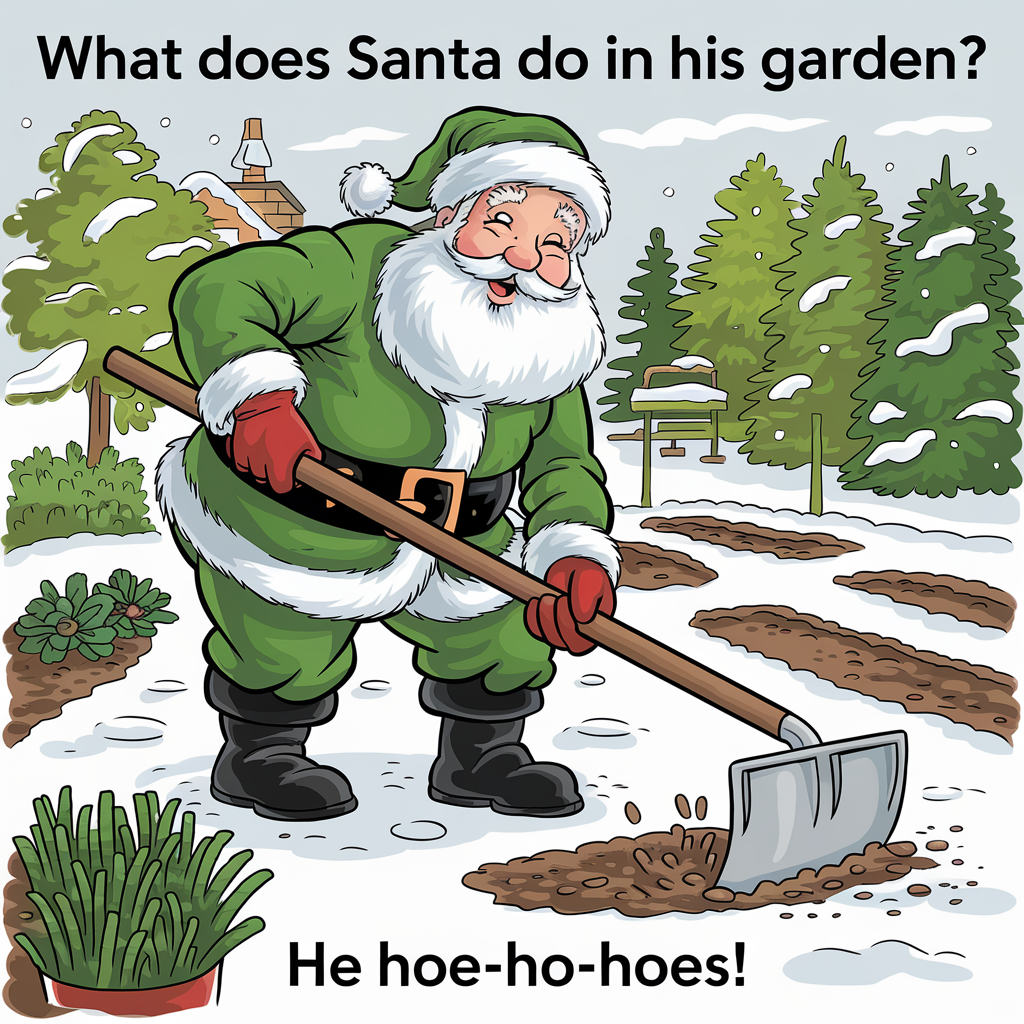 What does Santa do in his garden?